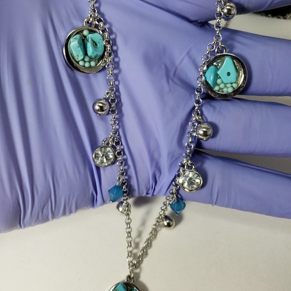 GUESS Silver-Tone Necklace – Colorful Beads & Crystal Disc Accent Jewelry - 32" - Picture 5 of 9